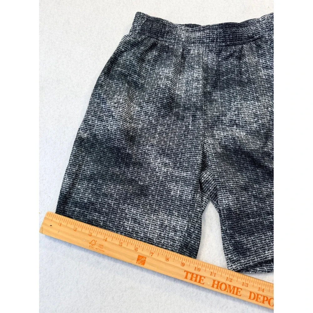 Nike Mens Monogram Logo Athletic Shorts Black Grey White Elastic Waist Size XL